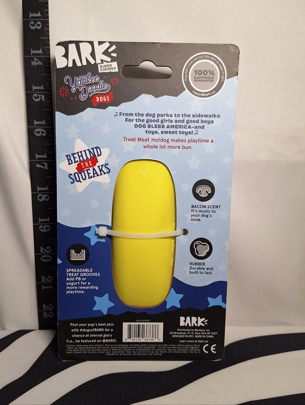 NWT Bark Super Chewer Treat Meat Hotdog Dog Toy M